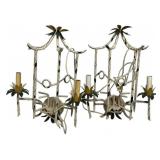Pagoda Faux Bamboo Tole Wall Sconces