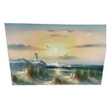 Lighthouse Seascape Oil on Canvas