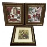 Three Framed Decorative Prints Lot