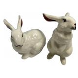 Pair of Ceramic White Rabbit Figurines