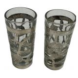 Silver Overlay Glass Tumblers Pair
