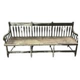 Antique Painted Wood Spindle Bench