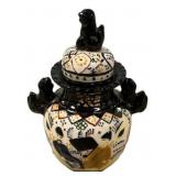 Moroccan Hand-Painted Ceramic Lidded Jar