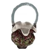 Fenton Art Glass Ruffled Basket Vase