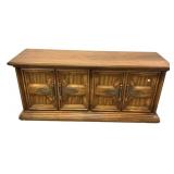 Vintage Oak Credenza with Brass Hardware