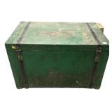 Green Painted Wood Steamer Trunk