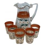 Hand-Painted Glass Pitcher & Glasses Set