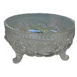 Pressed Glass Footed Rose Bowl Dish