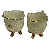 Pair Custard Glass Footed Spooners