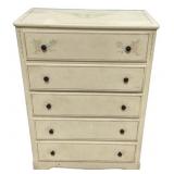 Hand-Painted Cream Wood Chest Drawers