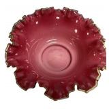 Fenton Silver Crest Cranberry Glass Bowl