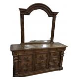 Large Traditional Style Triple Dresser with Mirror
