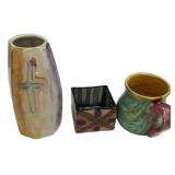 Hand-Painted Ceramic Vessels Set of 3