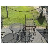 Wrought Iron Serving Cart & Side Table