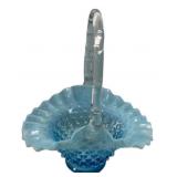 Fenton Blue Opalescent Hobnail Basket