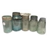 Antique Mason Jar Collection Lot of 5