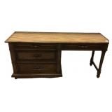 Oak Kneehole Desk with Brass Hardware