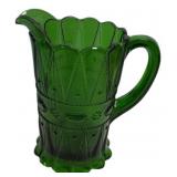 Green Pressed Glass Beaded Pitcher