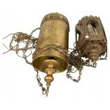 Pair of Gold Hanging Swag Lamps