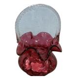 Cranberry Glass Ruffled Edge Vase