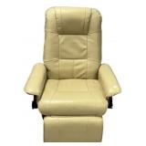 Cream Leather Recliner with Ottoman