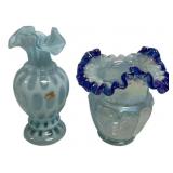Fenton Opalescent Art Glass Vase Pair