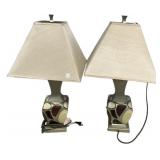 Pair Abstract Ceramic Table Lamps