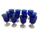 Set of 12 Cobalt Blue Glass Goblets