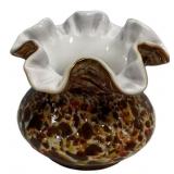 Cased Art Glass Ruffled Edge Vase