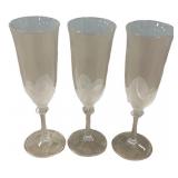 Frosted Glass Champagne Flutes Set of 3