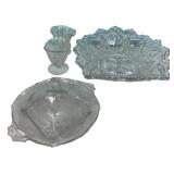 Pressed Glass Serving Set 3 Pieces