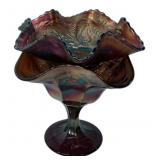 Carnival Glass Ruffled Compote