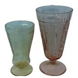 Depression Glass Tumblers Pair Pink Green