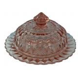 Pink Depression Glass Covered Butter Dish