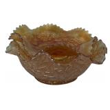 Marigold Carnival Glass Ruffled Bowl
