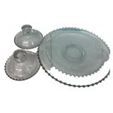 Candlewick Glass Tray & Candleholders