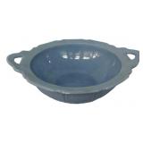 Blue Ceramic Handled Bowl Scalloped