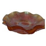 Carnival Glass Ruffled Edge Bowl