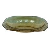 Amber Depression Glass Oval Bowl