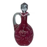 Cranberry Opalescent Glass Cruet