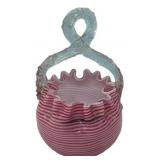 Victorian Cranberry Opalescent Basket