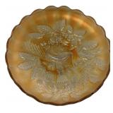 Marigold Carnival Glass Peacock Plate
