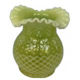 Fenton Vaseline Opalescent Glass Vase