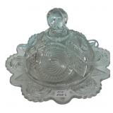 EAPG Pressed Glass Covered Butter Dish