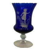 Mary Gregory Cobalt Blue Glass Vase