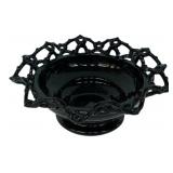 Black Glass Open Lace Edge Bowl