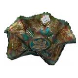 Carnival Glass Grape & Leaf Bowl