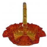 Amberina Glass Ruffled Edge Basket