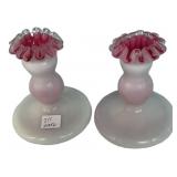 Fenton Silver Crest Candleholders Pair