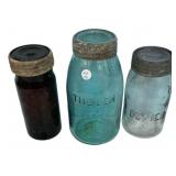 Antique Glass Canning Jars Lot of 3